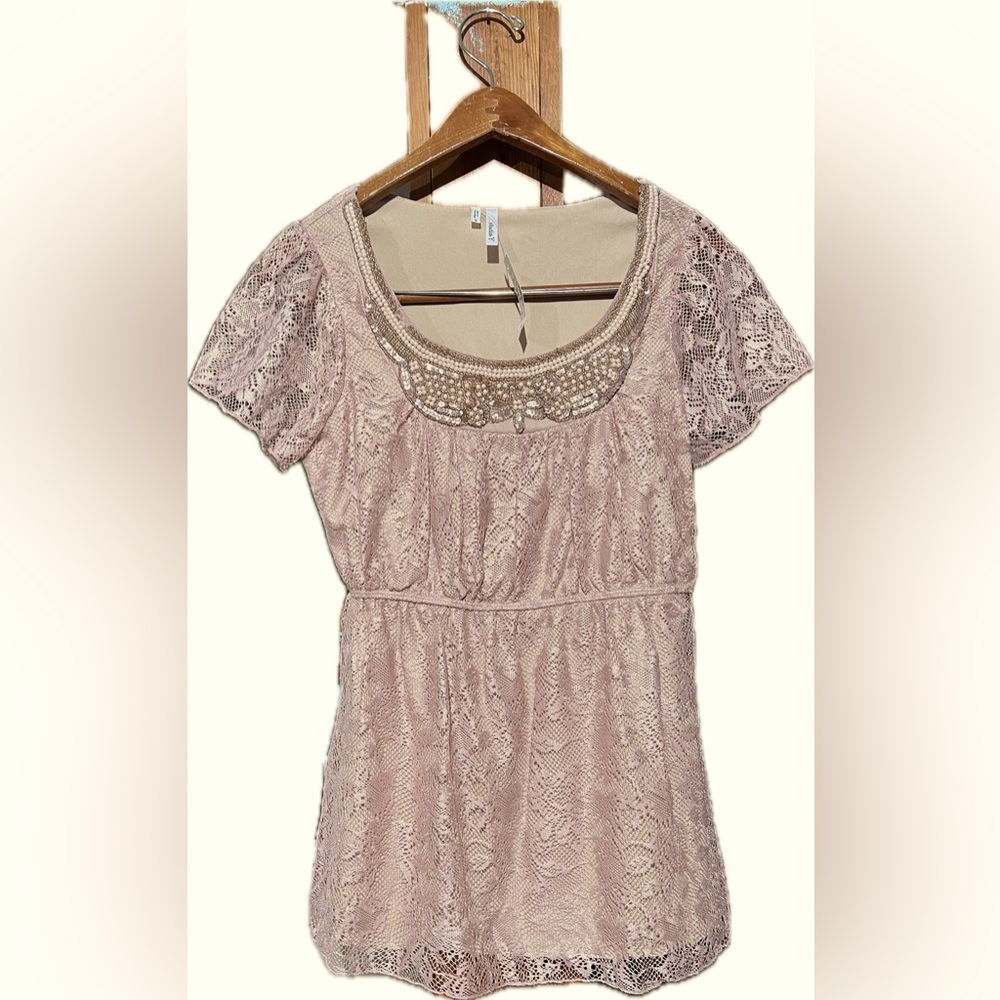 Maurices studio Y lace beaded holiday party top size small NWT